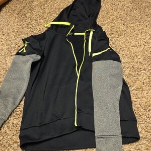 Nike Black and Gray Hoodie with Neon Accents